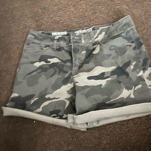 Camouflage shorts.